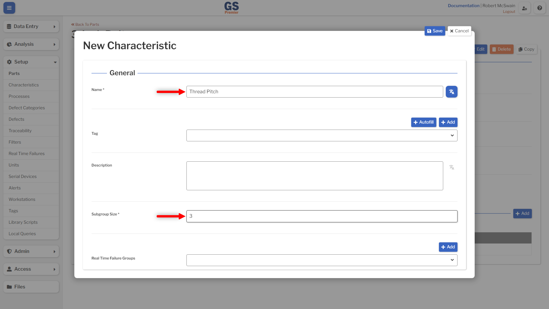 Characteristic General Create Characteristic General Create