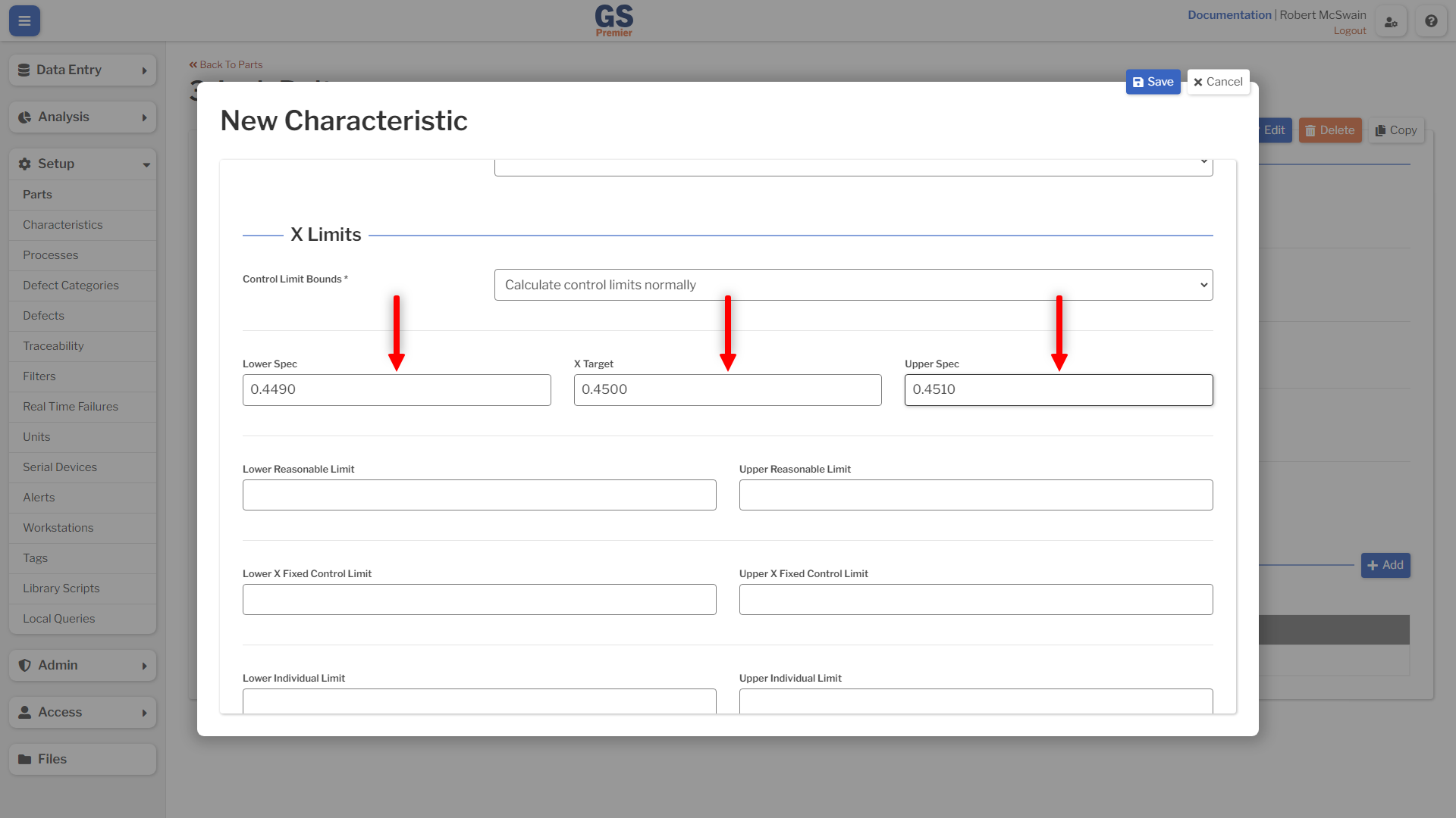 Characteristic Spec Create Characteristic Spec Create