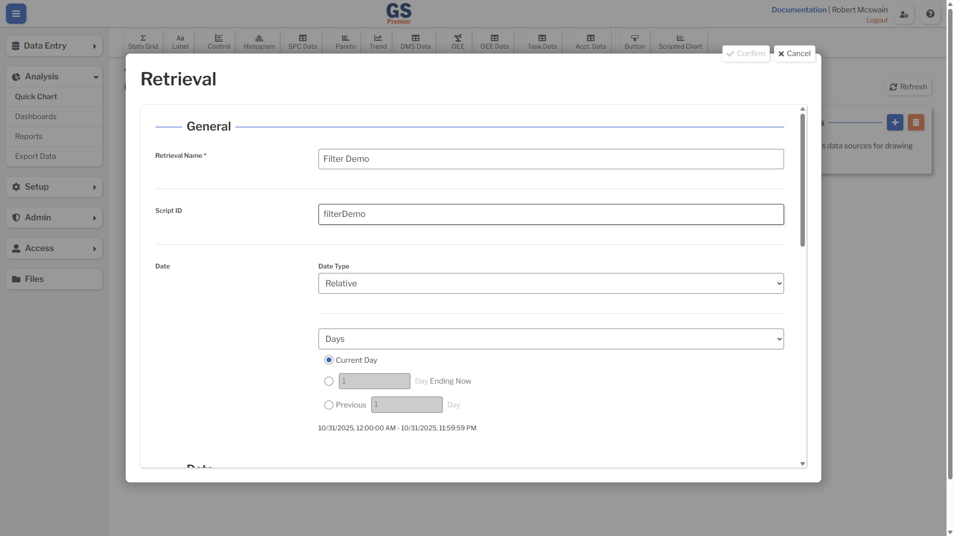Retrieval Name An image showing the Name and Script ID fields