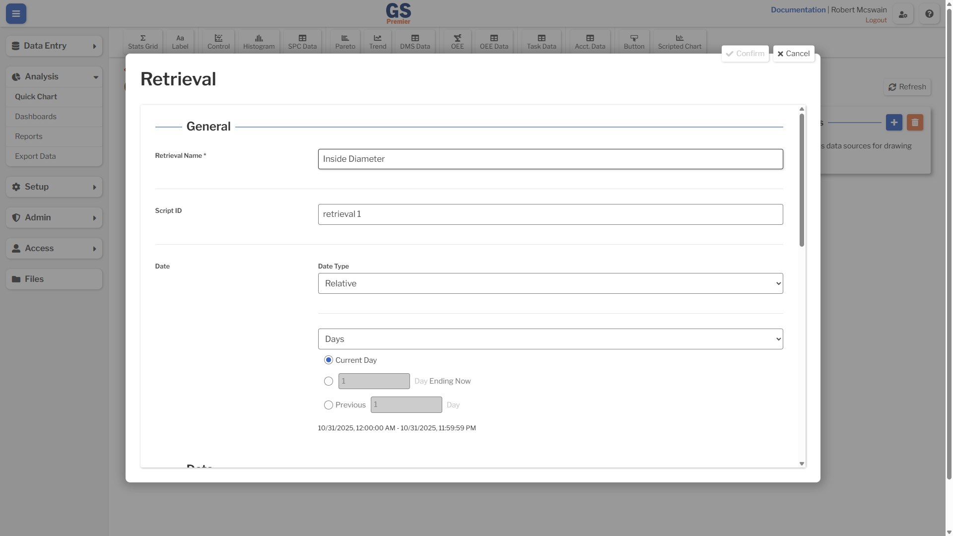 Retrieval Name An image showing the Name and Script ID fields